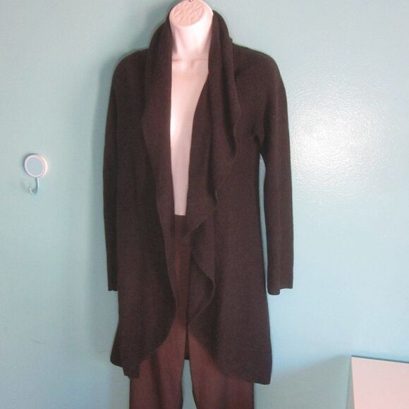 Eileen Fisher Gray Brown Knit Sweater Long Open Front Cardigan Top Womens Size S - Picture 1 of 12